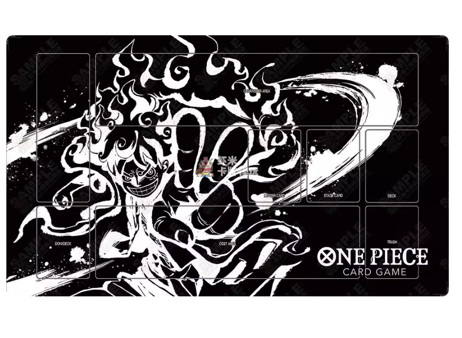 One Piece TCG Play Mat Black White Luffy