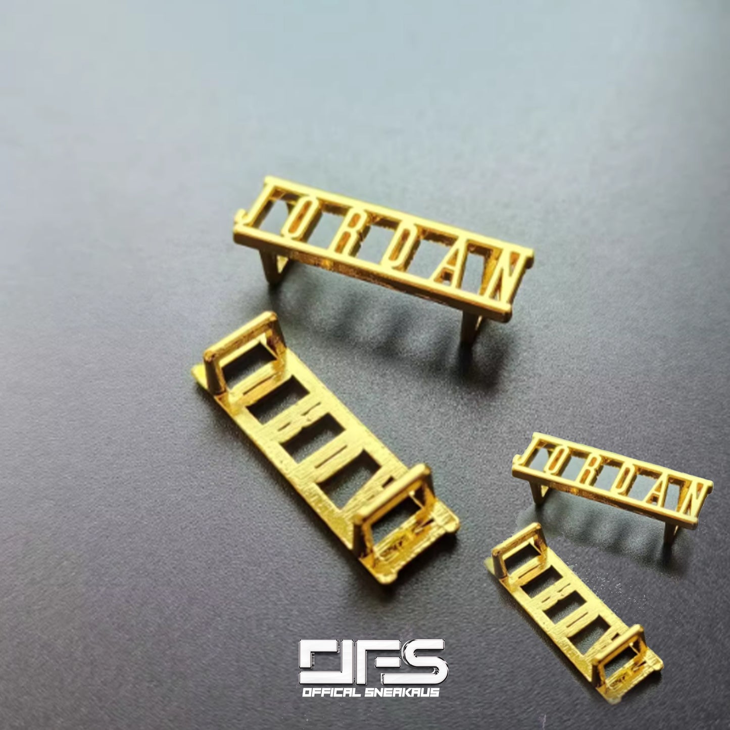 2PC Gold "JORDAN" Shoe Lace Buckle