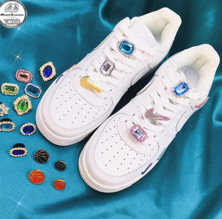 2PC Gold Swoosh Shoe Lace Buckle