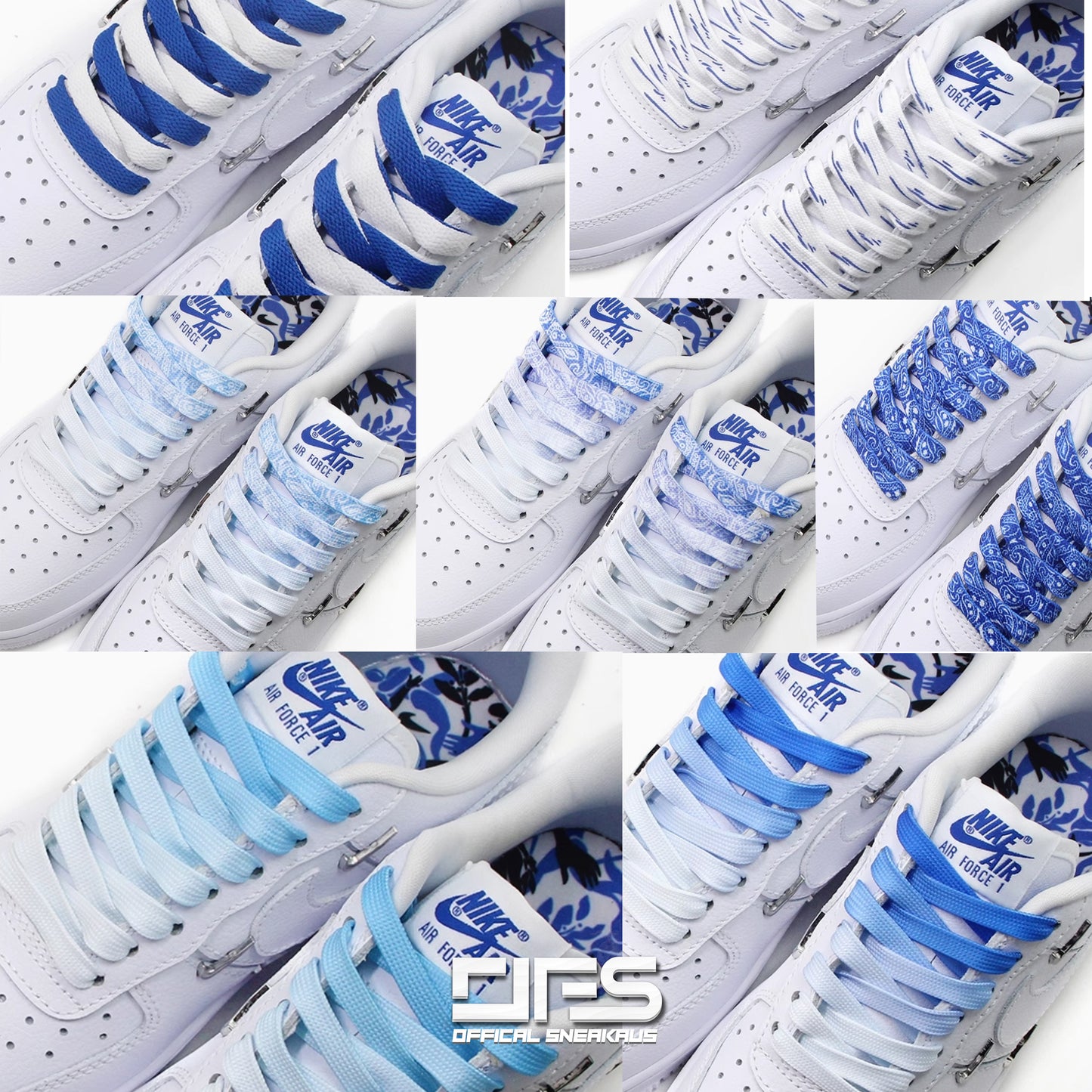 AF1 / Jordan Laces 'Double Laces' Light Blue & Navy