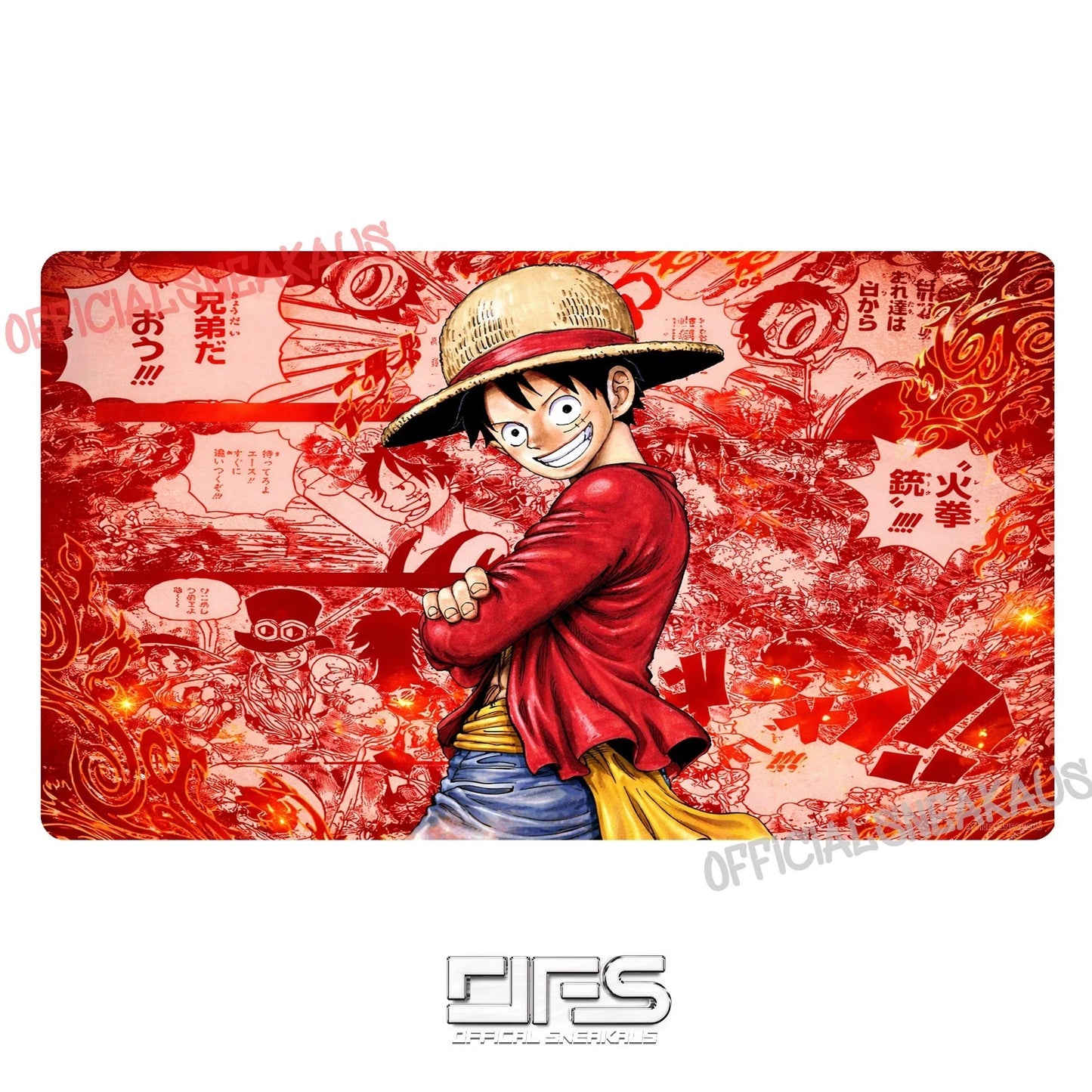 One Piece TCG Play Mat Luffy Red Manga