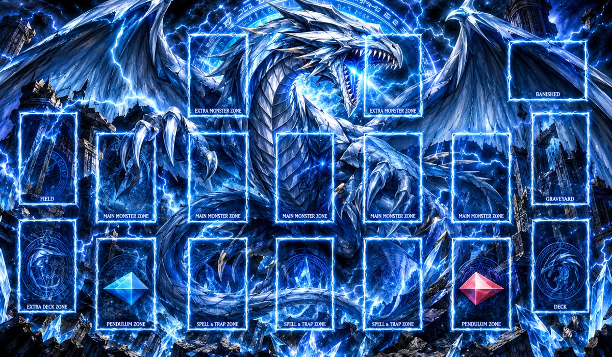 Yugioh TCG Playmat Blue eyes white dragon