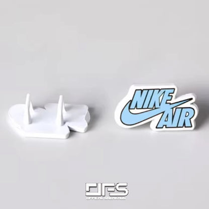 2PC Gold "BLUE SWOOSH" Shoe Lace Buckle