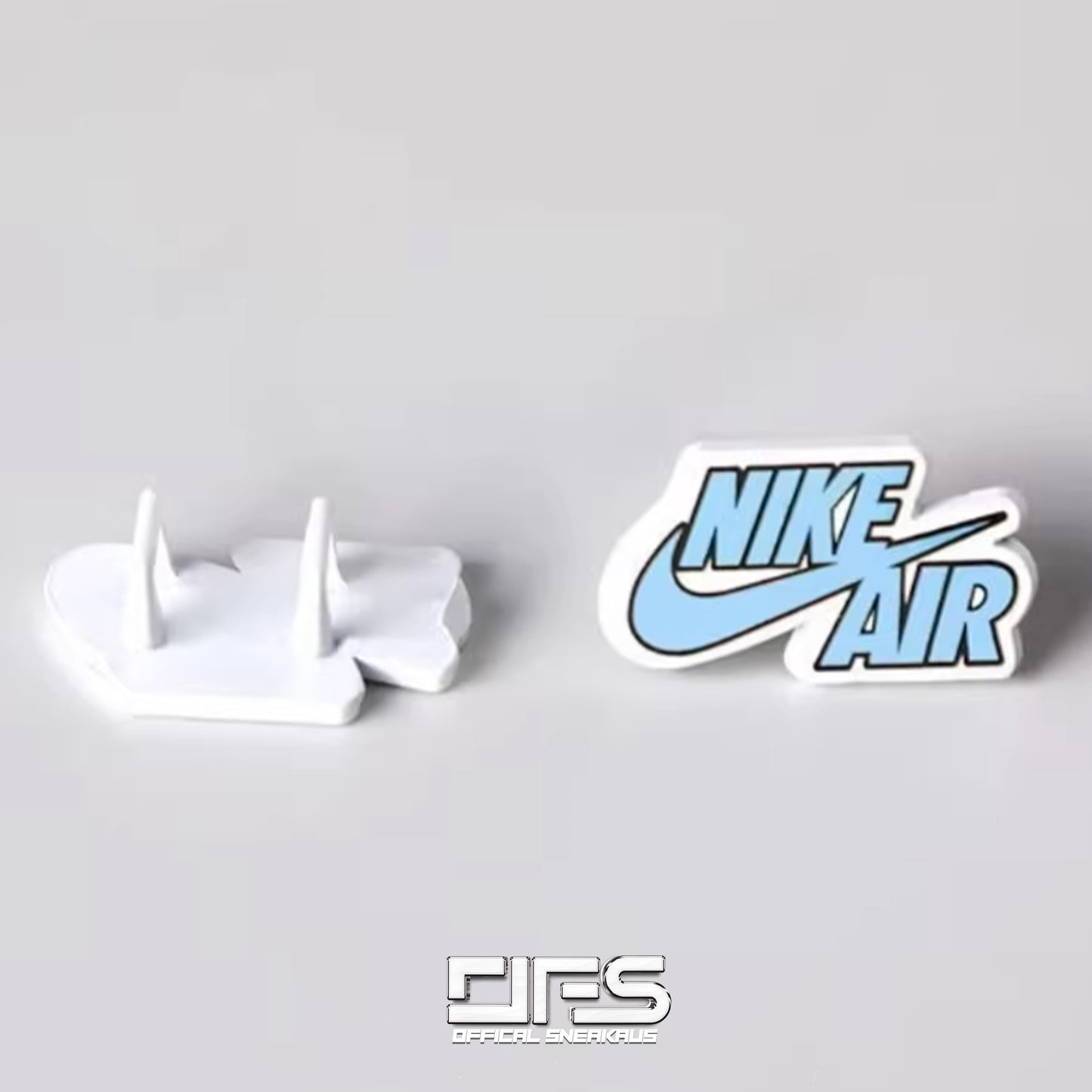 2PC Gold "BLUE SWOOSH" Shoe Lace Buckle