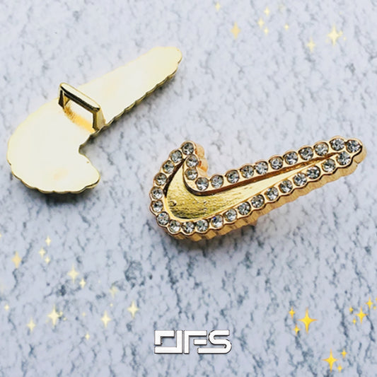 2PC Gold Swoosh Shoe Lace Buckle