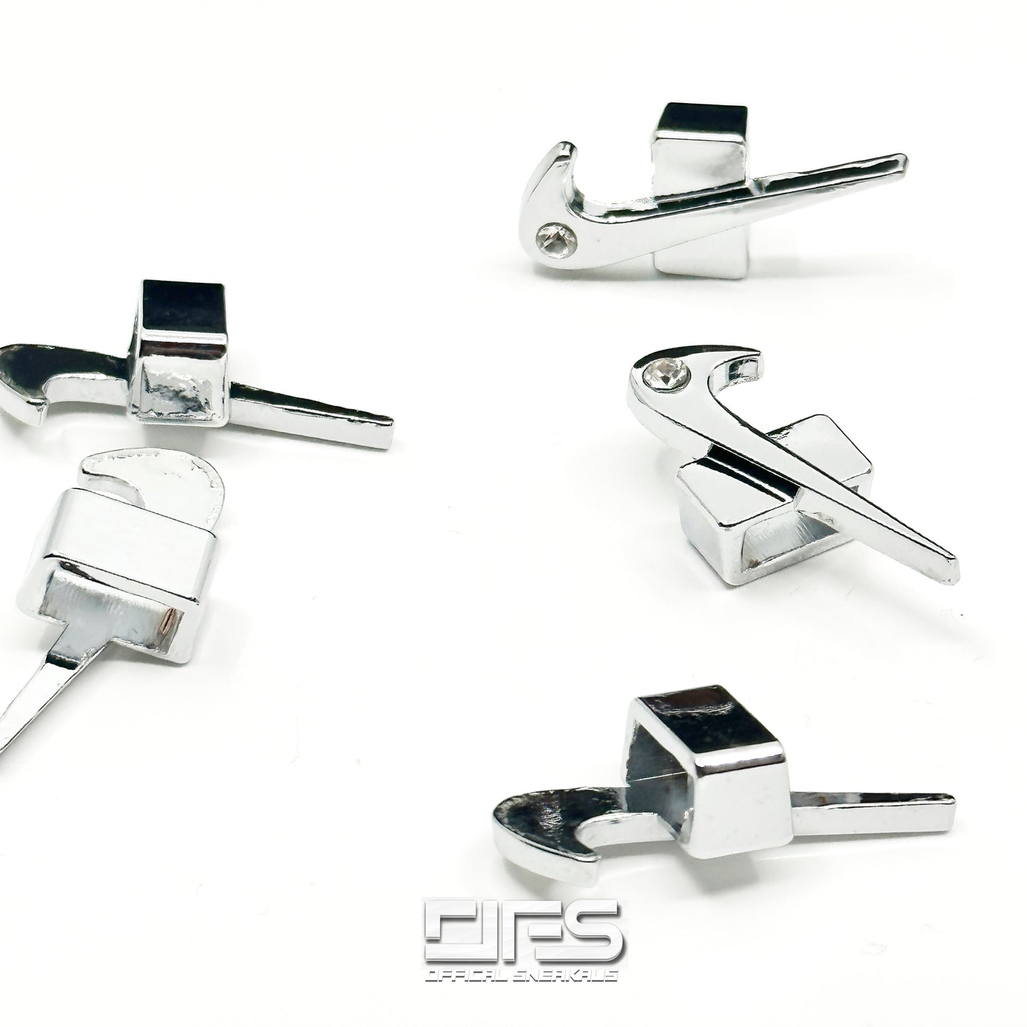 2PC Silver Swoosh Shoe Lace Buckle