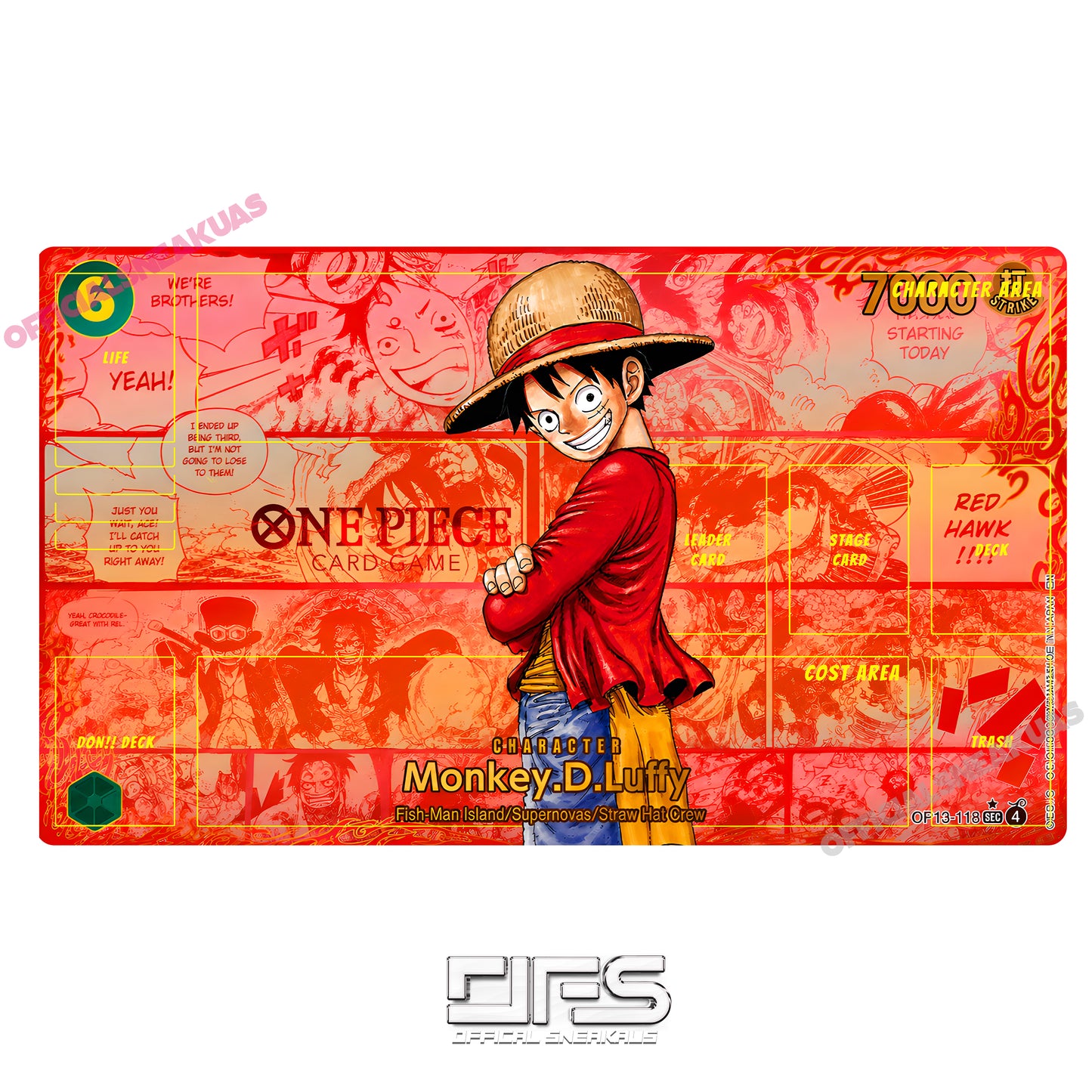 One Piece TCG Play Mat Luffy Red Manga v2