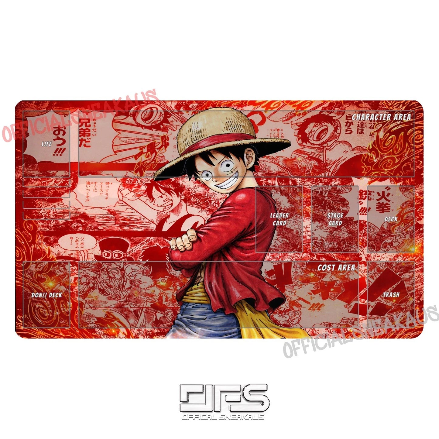 One Piece TCG Play Mat Luffy Red Manga