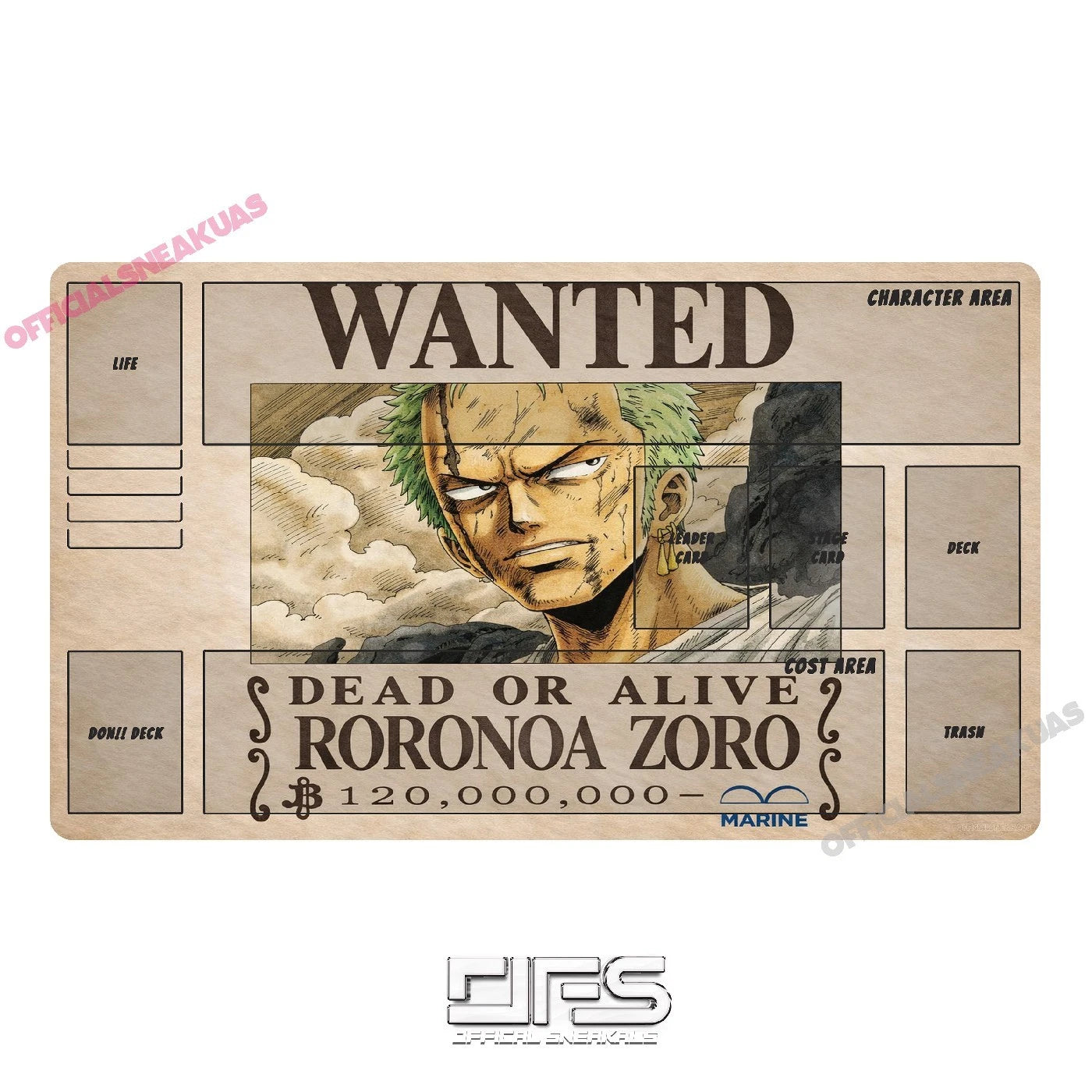 One Piece TCG Play mat WANTED poster ZORO