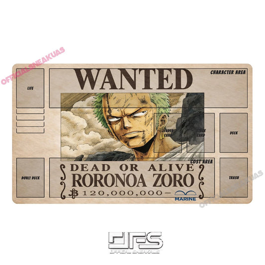 One Piece TCG Play mat WANTED poster ZORO