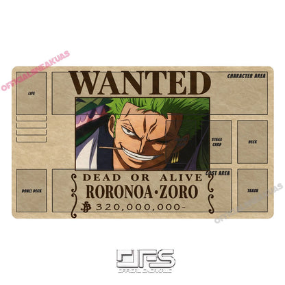 One Piece TCG Play mat WANTED poster ZORO v2