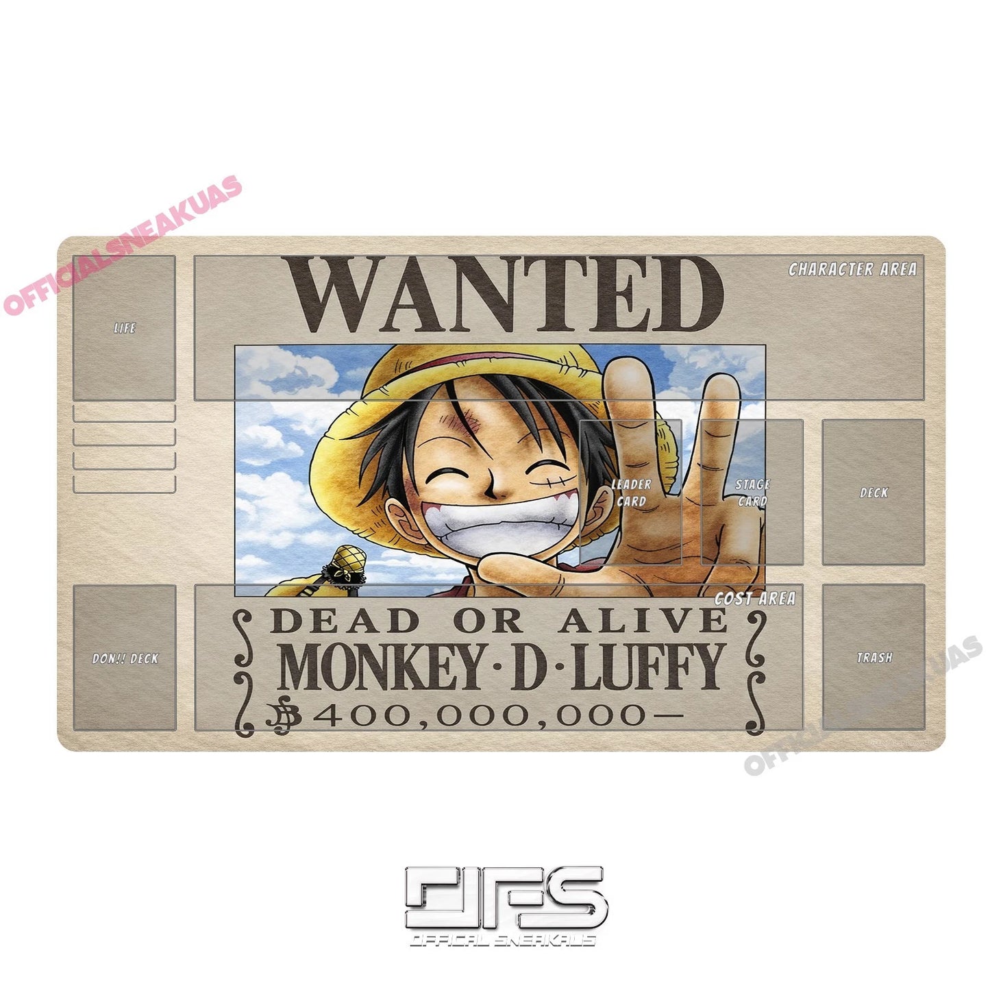 One Piece TCG Play mat WANTED poster Luffy